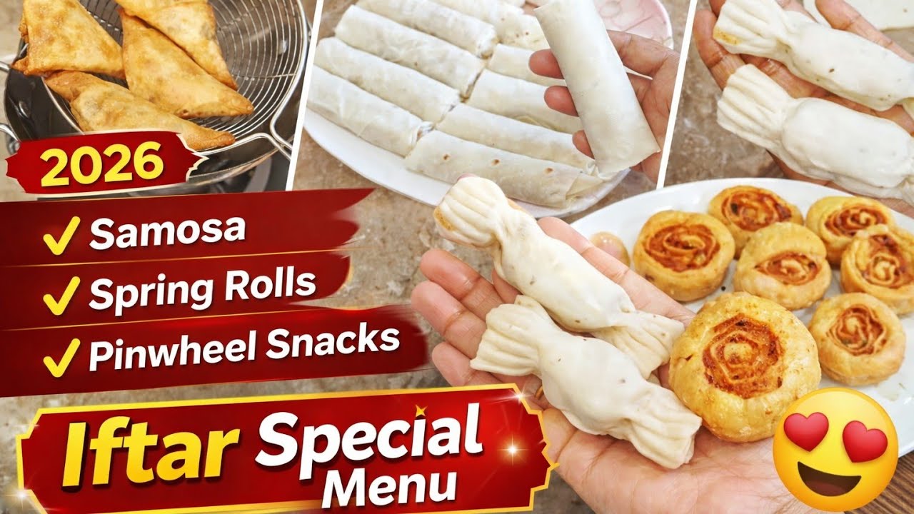 Ramzan Special Iftar Menu|3 Easy Samosa & Roll Recipes|Crispy &Delicious|Iftar Party Platter at Home