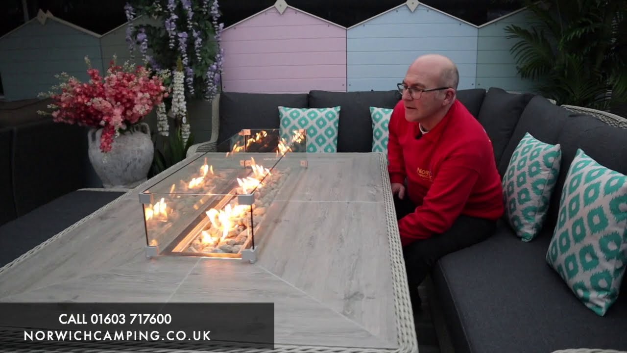 Bramblecrest Chedworth Rectangular Firepit Set | Garden Furniture