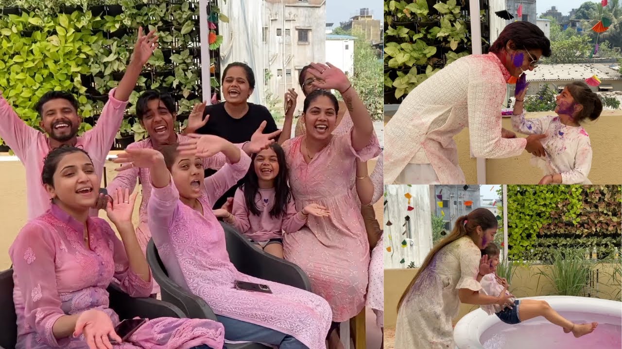 Mom threw me in the pool!! & this is how we celebrated Holi | Riva Patil