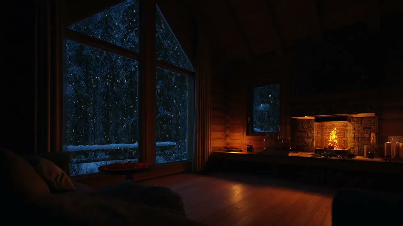 Snowy Evening Outside, Piano Comfort Inside | Cozy Winter Night Music for Sleep & Focus Deep