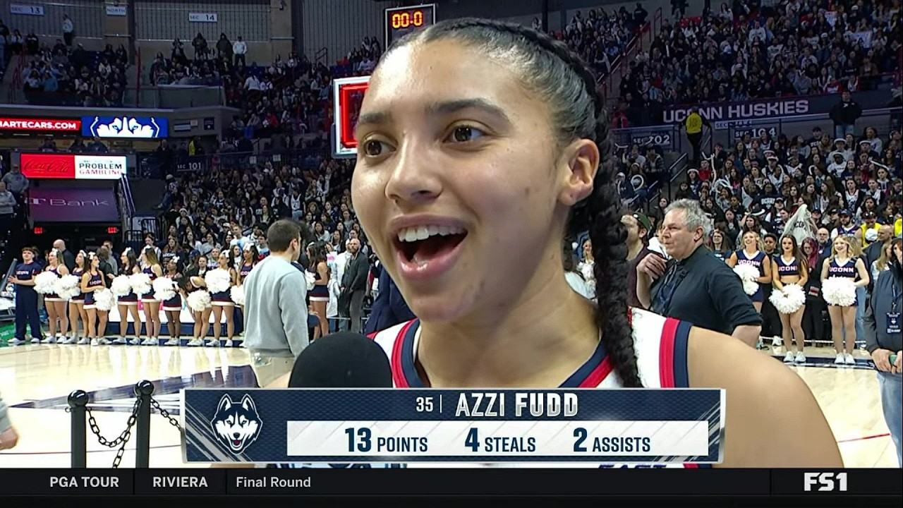 🚨 Azzi Fudd Senior Night interview after UConn Huskies win | women's college basketball