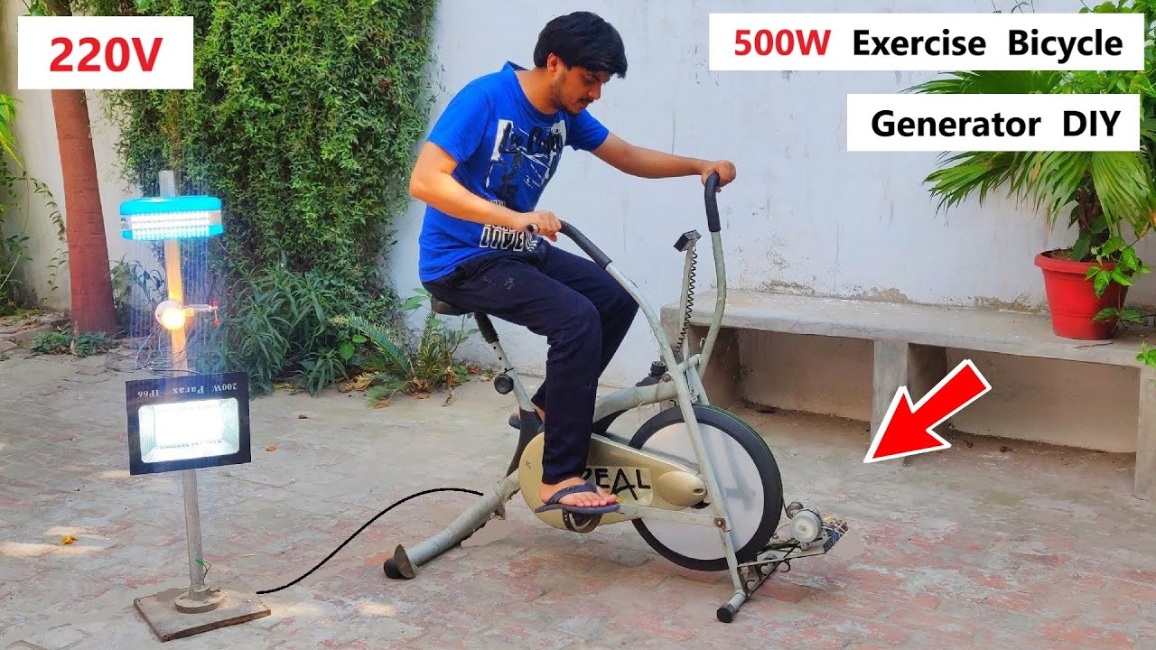 Simple 500W Bicycle Generator - Run 220V Bulbs, Halogens, Drill Machines or Grinders