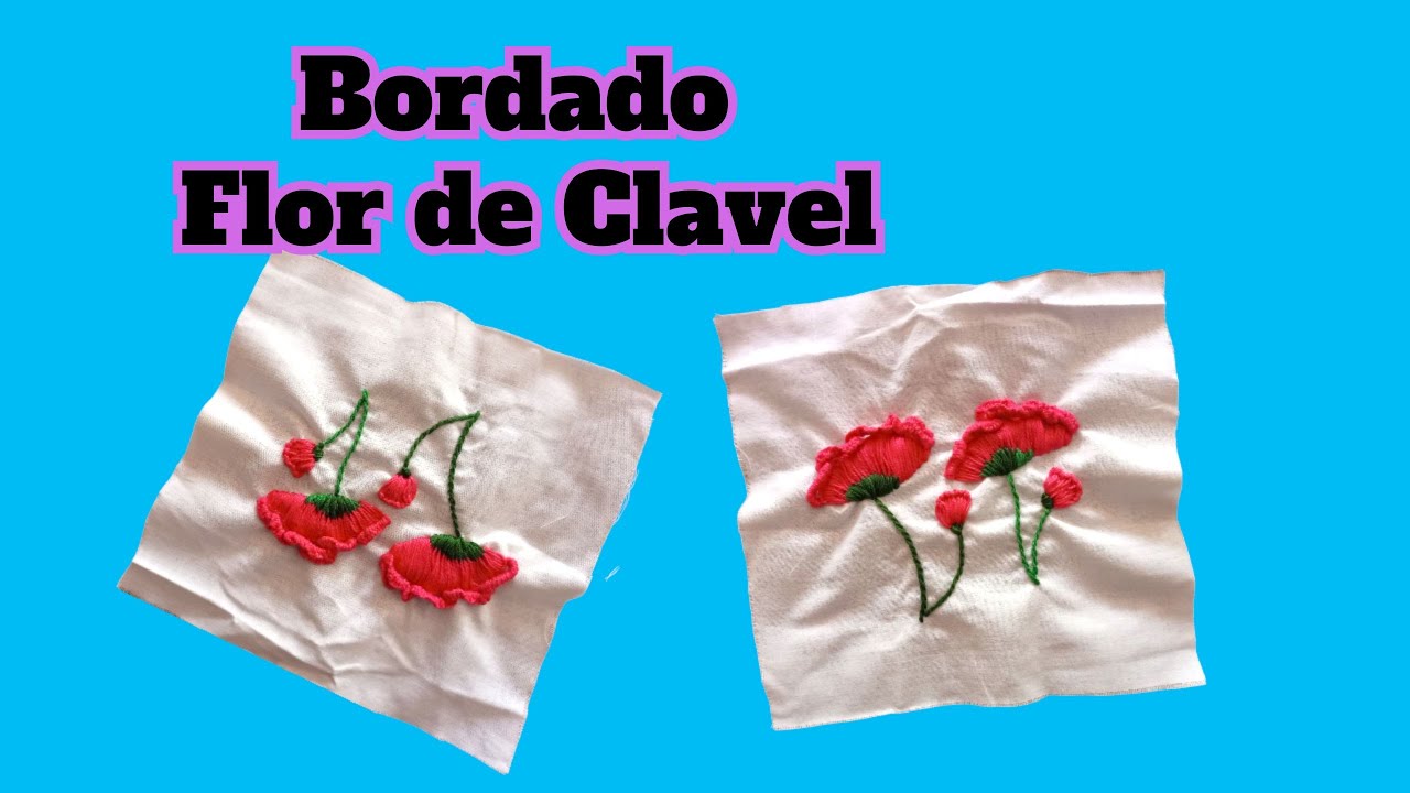 Flor de Clavel Bordado en Tela - Carnation Flower Embroidery on Fabric
