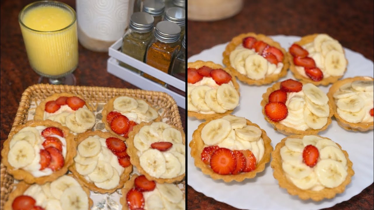 تارتولات بالفراولة 🍓🍌والموز احسن وصفة ممكن جربوها مع جميع اسرار قرمشة العجينة وكريمة الرهيبة 😋😋👌