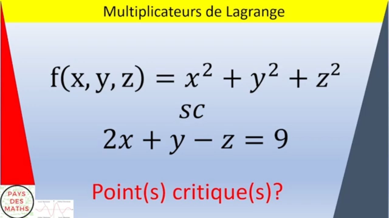 Utilisation des multiplicateurs de Lagrange pour une optimisation sous contrainte