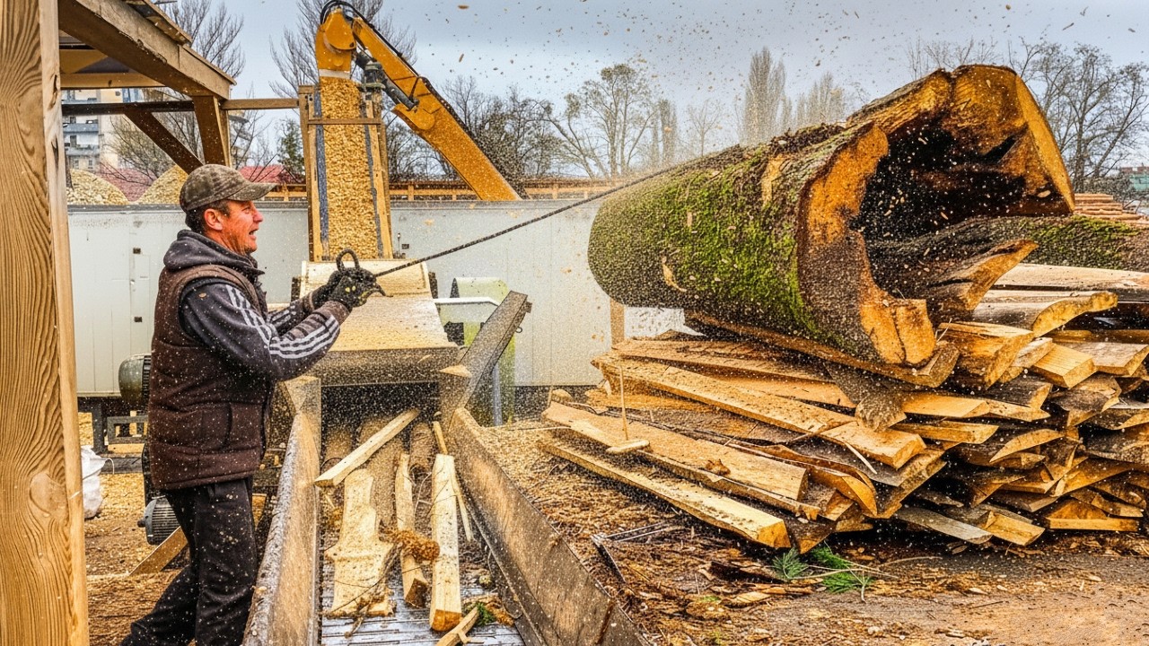 Incredible Skills Professional Wood into Woodchips Outdoor Transformation
