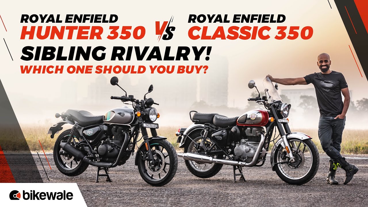 Обзор Royal Enfield Hunter 350 и Royal Enfield Classic 350 | Какой велосипед выбрать? | BikeWale