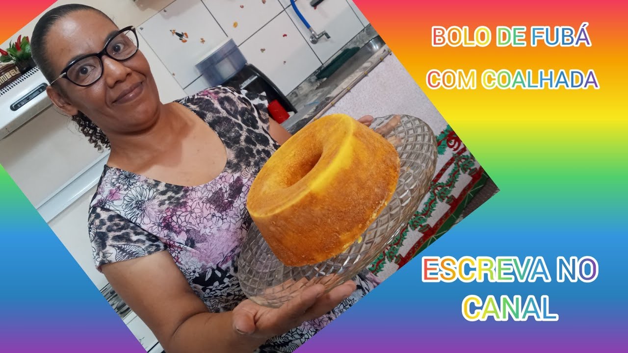 BOLO DE FUBÁ COM COALHADA FÁCIL.