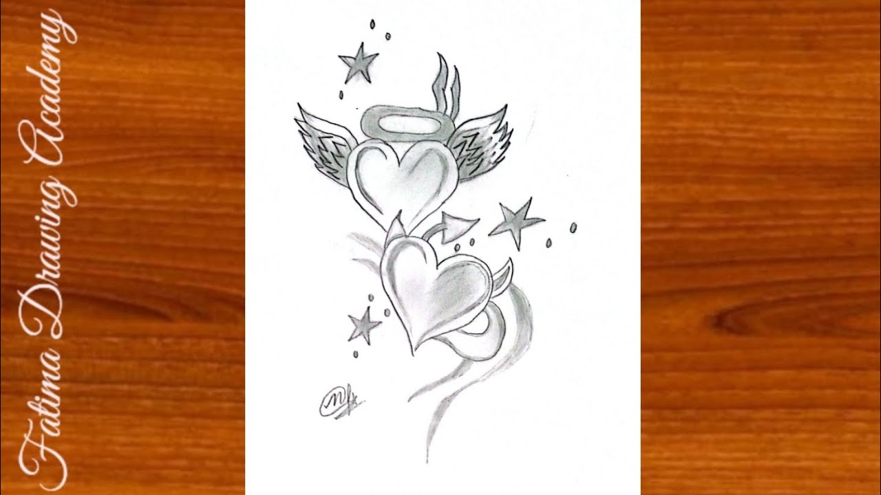 Easy Heart Drawing with Wings ✏️❤️ | Pencil Sketch