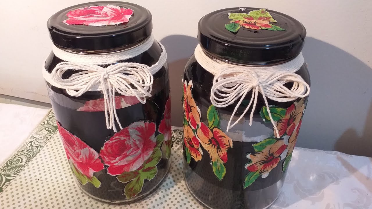 Lindos vidros decorados! Tecnica de tecido chita impermeabilizado! Regina Ensina.