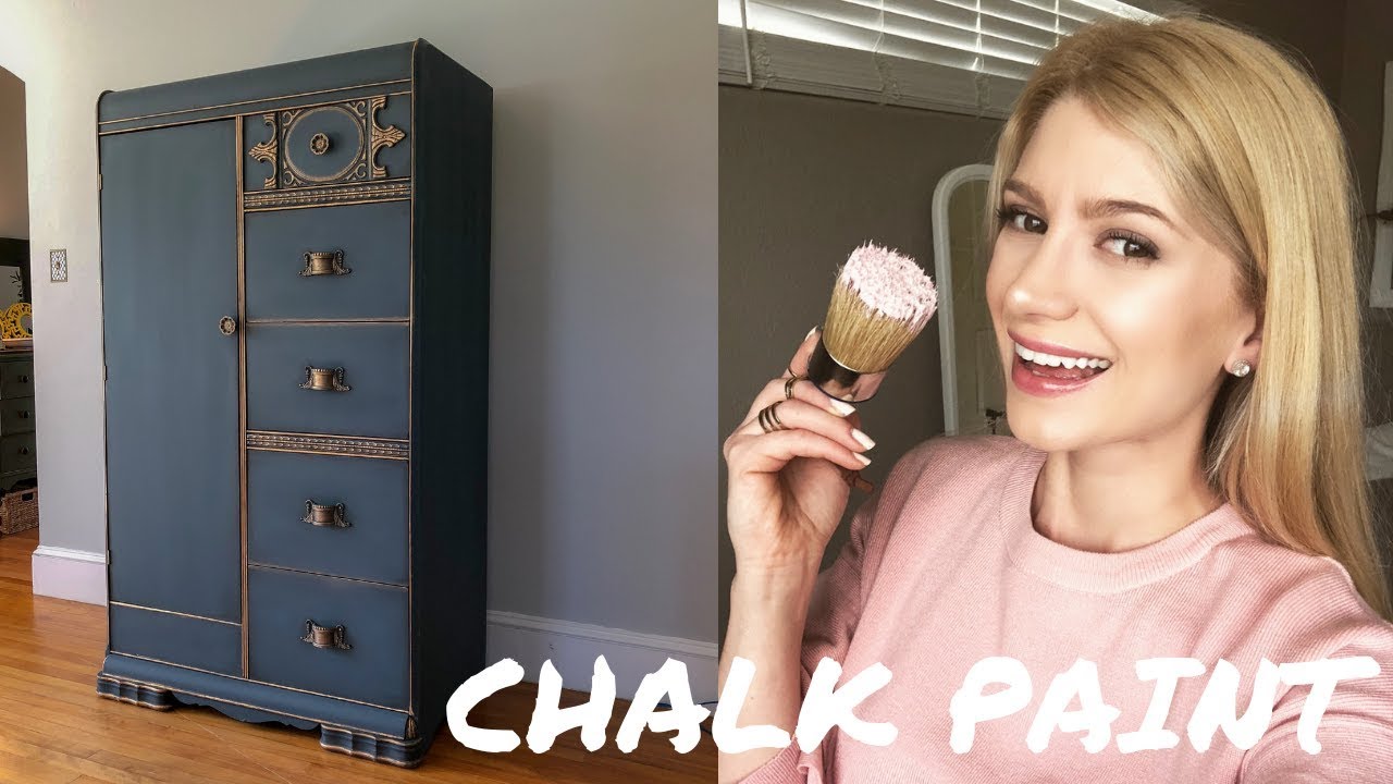 DIY Dresser / Wardrobe makeover using Annie Sloan Chalk Paint ( Aubusson Blue / Graphite )