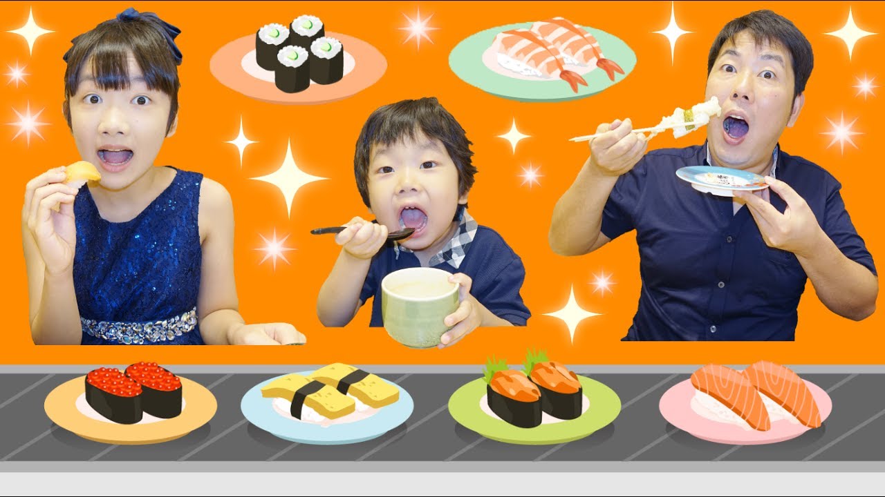 ★お寿司屋さん！「何皿食べれるかな？？」★Conveyor belt sushi★