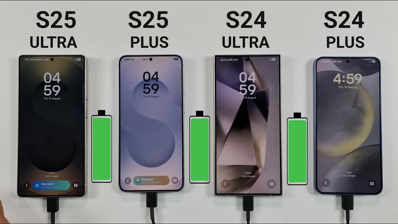 Samsung S25 Ultra vs S25 Plus vs S24 Ultra vs S24 Plus Battery Charging Test | Battery Test