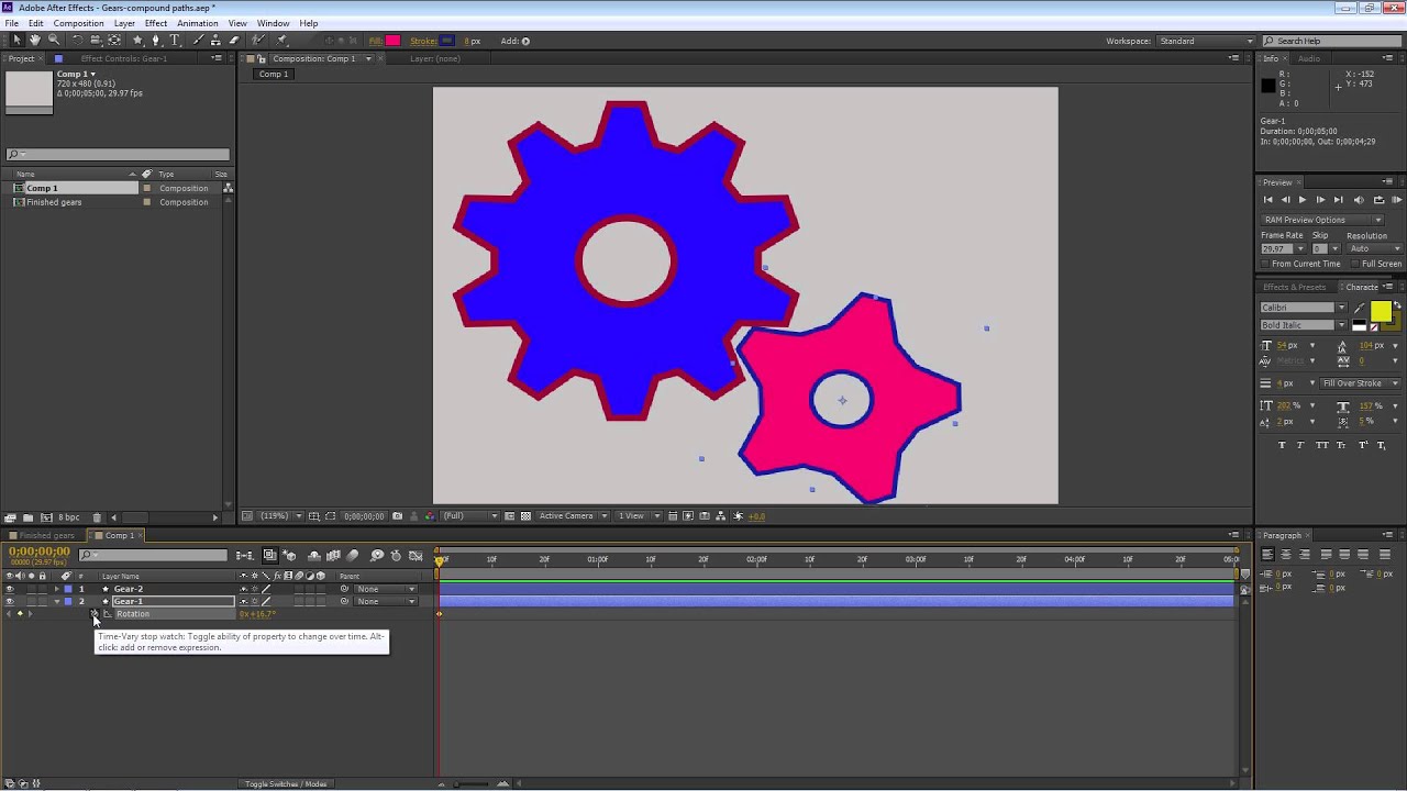 After Effects - Using the Merge Paths shape operator to combine shapes