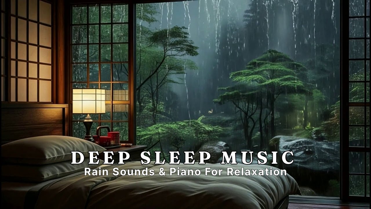 Relaxing Piano Music + Rain Sounds in Warm Bedroom | Sleep Music, Stress Relief, Anxiety, Meditation
