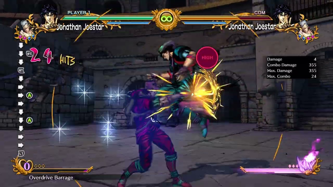 【JoJo ASBR 】Jonathan | 2M 5H 22S | 760DMG | 1.5 Bars | SideWall | w/Polnareff