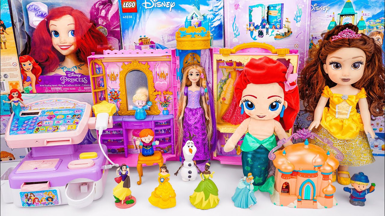Disney Princess Toys Unboxing | Elsa Cash Register Toy, Jasmine Palace Micro Set, Ariel Styling Head