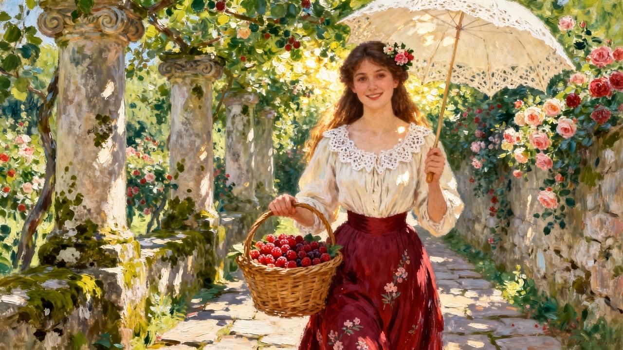 Visual Poems | Renoir Style ASMR | A Day Making Red Raspberry Desserts