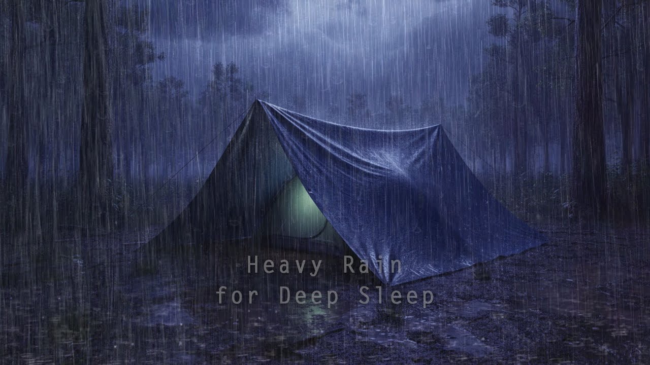 Fast Sleep Sounds ⛺😴 | Rain Hammering the Tent with Rolling Forest Thunder 🌧️⚡