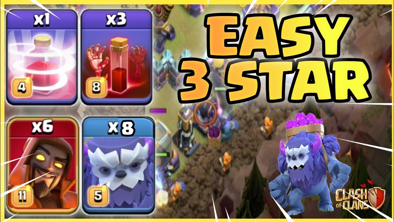 NEW Recall 8 YETI + 6 Super WIZARD With Skeleton Spell - TH15 Attack Strategy