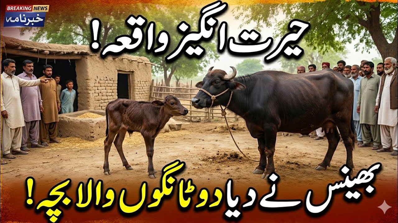 رب کی شان بھینس نے دو ٹانگوں والا بچا دیا#cow #farmanimals #salamyahussainع 