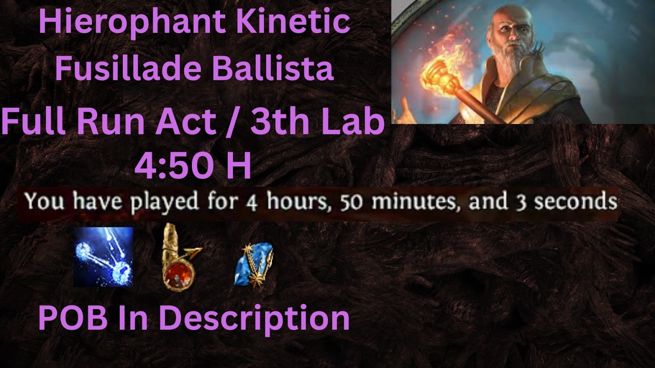 POE 3.28 Hierophant Kinetic Fusillade Ballista Full Run all Act League Start 3th Lab