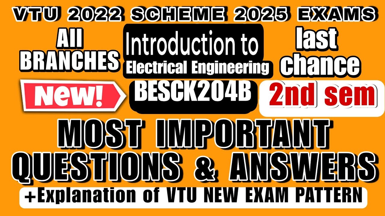 Introduction to Electrical Engineering passing Package, Fixed super important questions, VTU 2025