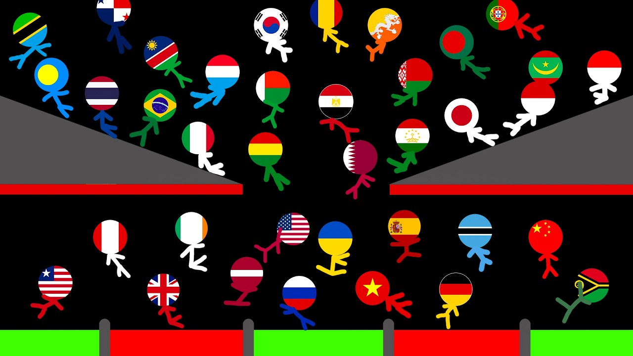 Countries Steakman Marble Race Tournament In Algodoo — Who Will Win? Round 5