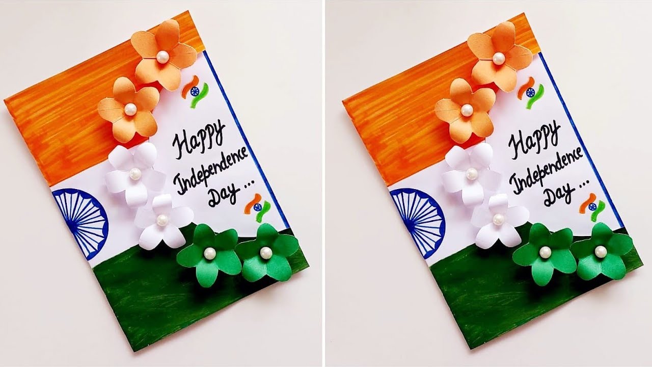 DIY Easy and beautiful Handmade white paper greeting card for Independence Day • 15th August 2024