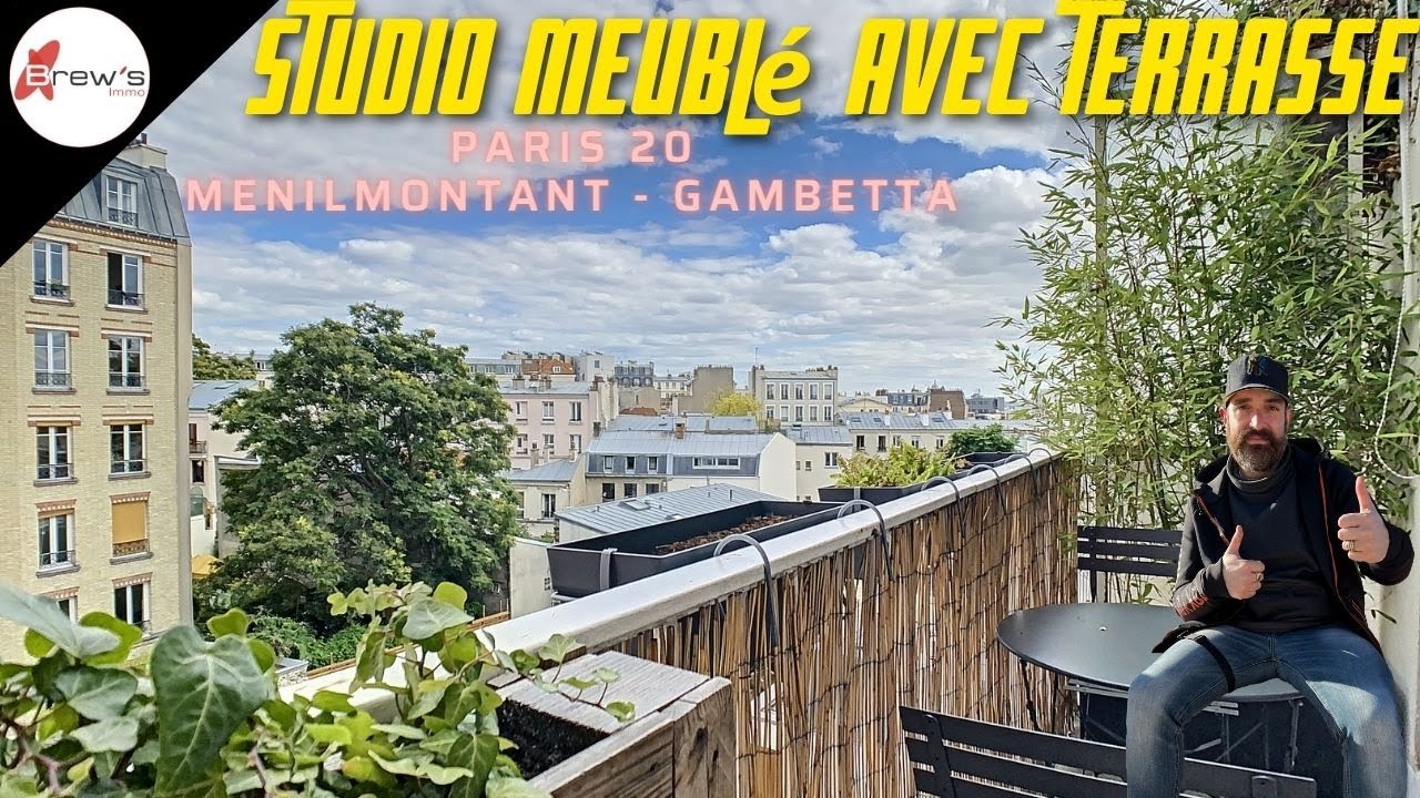 A louer Studio meublé avec Terrasse Sud entre Jourdain et Gambetta