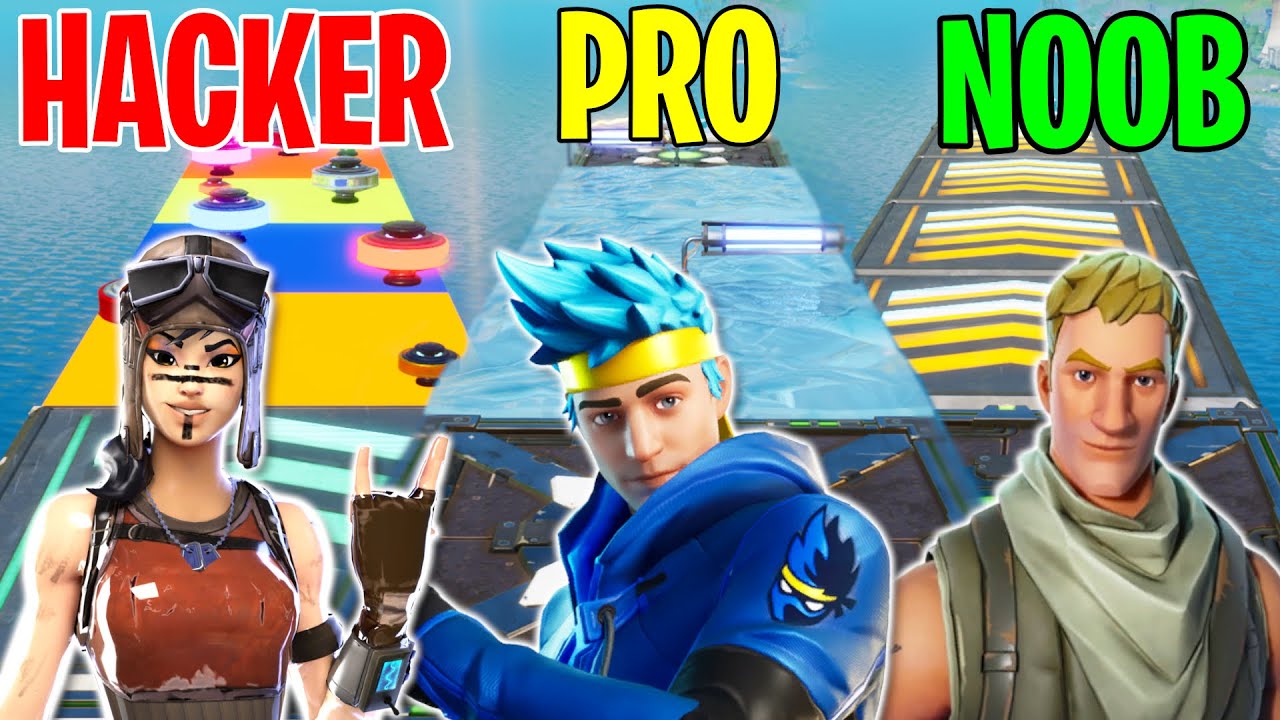 NOOB vs PRO vs HACKER Deathrun *NEW JUMPS*! (Fortnite Creative Mode)