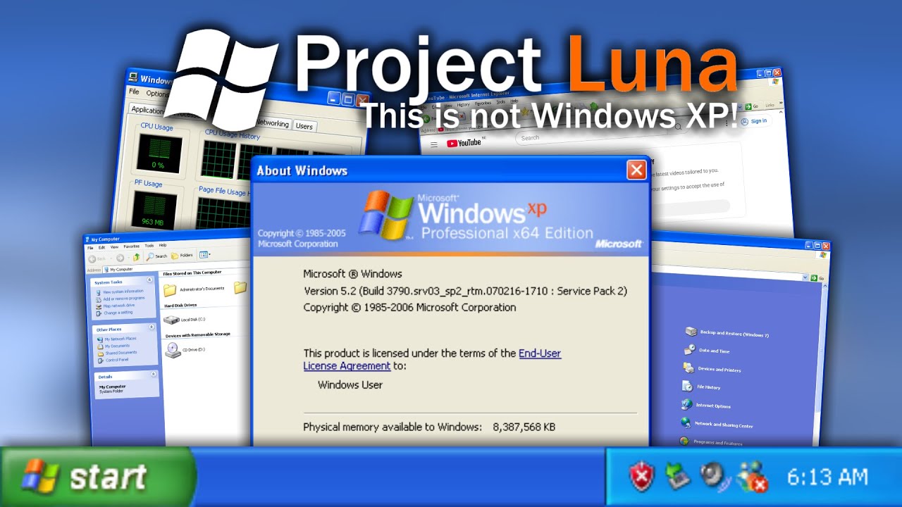 Project Luna - A Windows 10 mod that looks exactly like Windows XP!