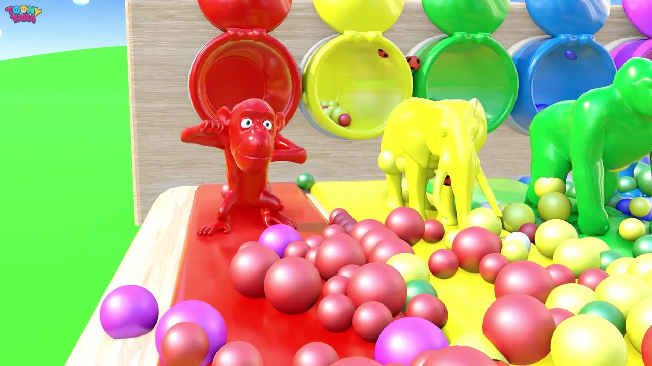 Long Slide Game with Colourful Duck Cow Tiger Gorilla Dog Elephant 3d Animal Game Funny 3d Animals