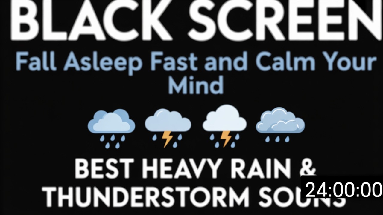 BLACK SCREEN Heavy Rain and Thunder Sounds for Full Night Sleep and Total Relaxation 19