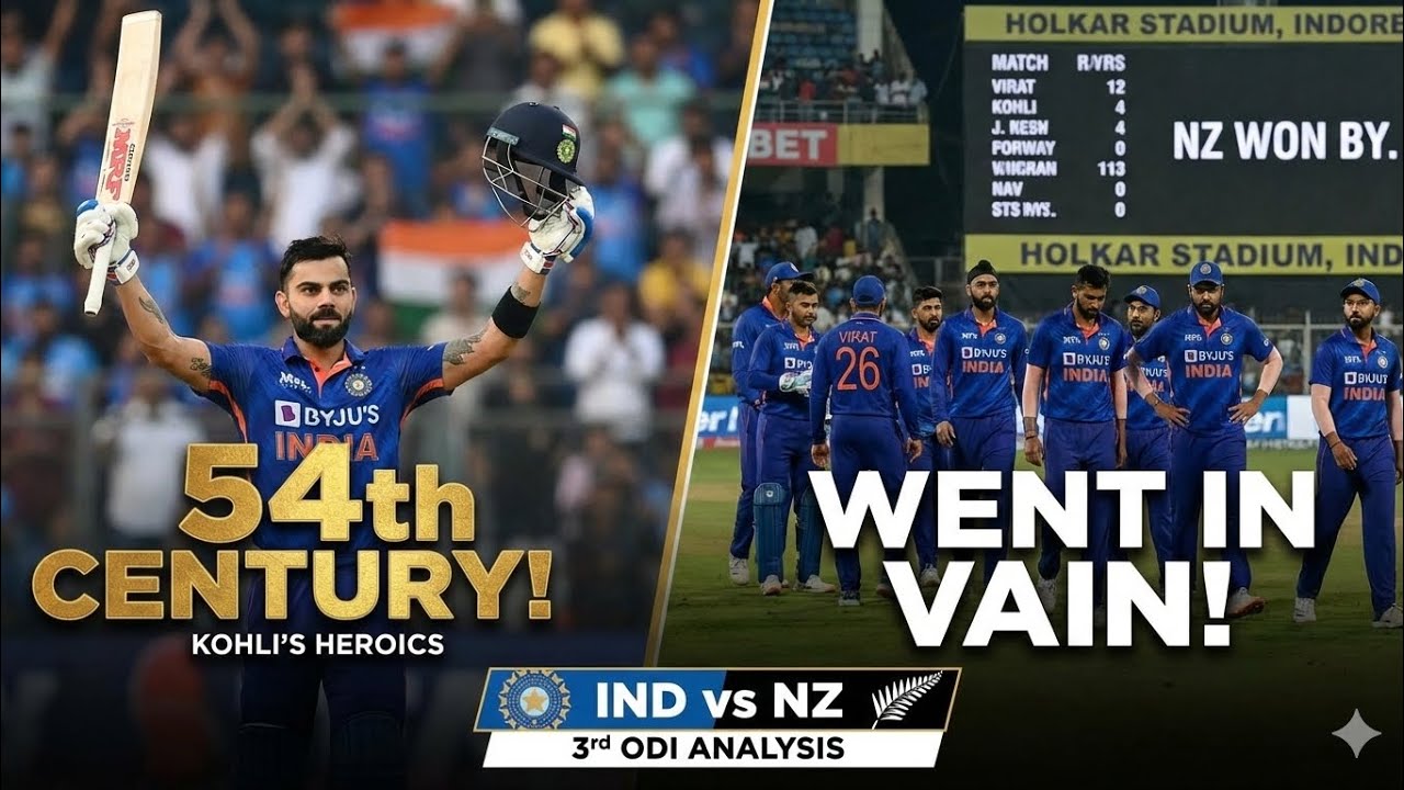 India Vs New Zealand 3rd ODI (INDORE) Match Analysis🏏 | Kohli का 54th शतक गया बेकार! शर्मनाक हार⁉️
