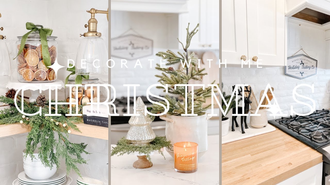 CHRISTMAS DECORATE WITH ME PART - KITCHEN | NEUTRAL CHRISTMAS DECOR IDEAS | CHRISTMAS 2022