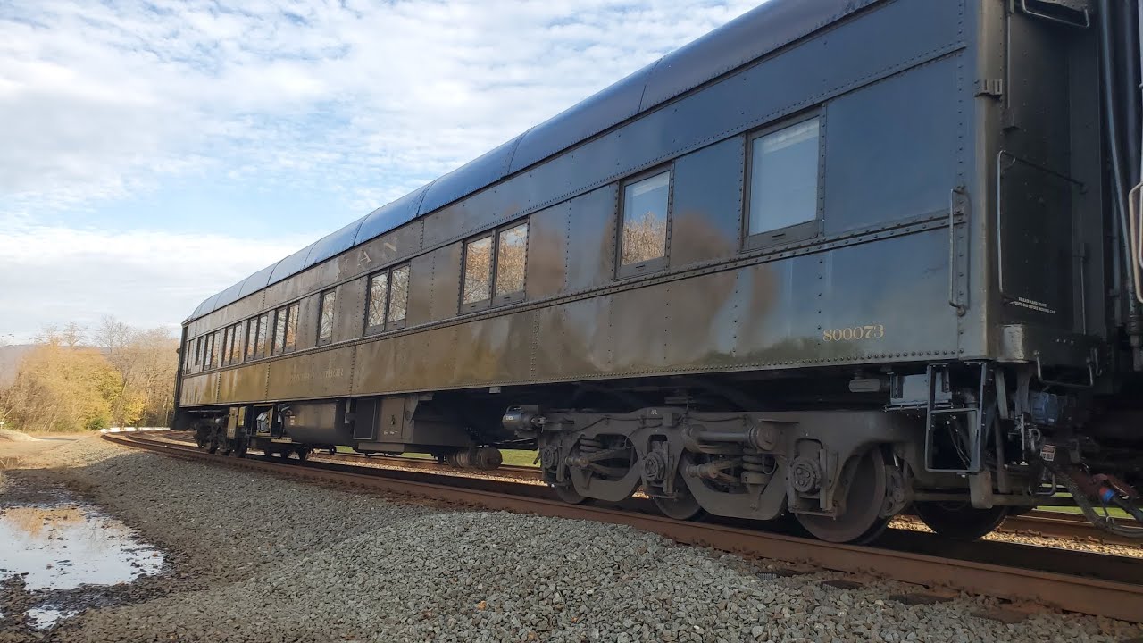 Dover Harbor Pullman Car trails on the westbound Pennsylvanian at Lewistown, PA (11/04/2023)