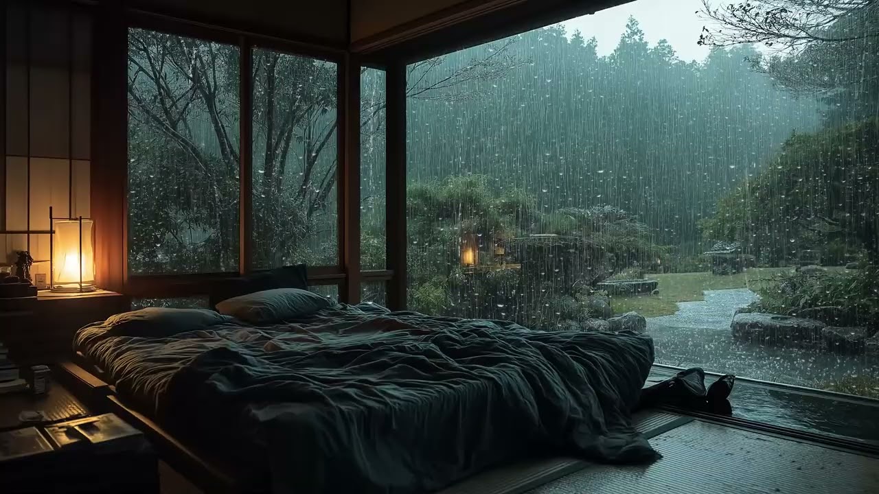 🌧️🛏️Rain ASMR Bedroom | Gentle Rain Inside Cozy Room for 3 Hours | Deep Sleep Relax Meditation Focus