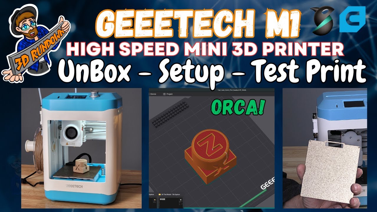 GeeeTech M1: TUTORIAL: Unbox, Setup, Config Test Print -  Mini 3D Printer