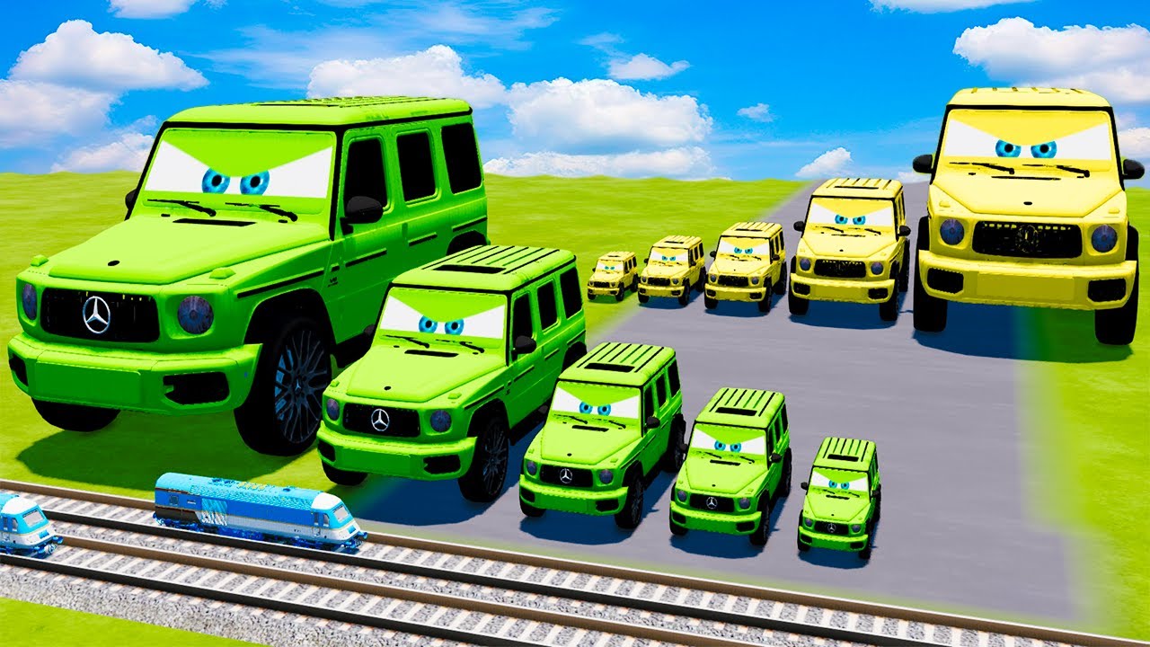 Big & Small Green Vizor vs Yellow Vizor VS Trains Thomas | BeamNG.drive