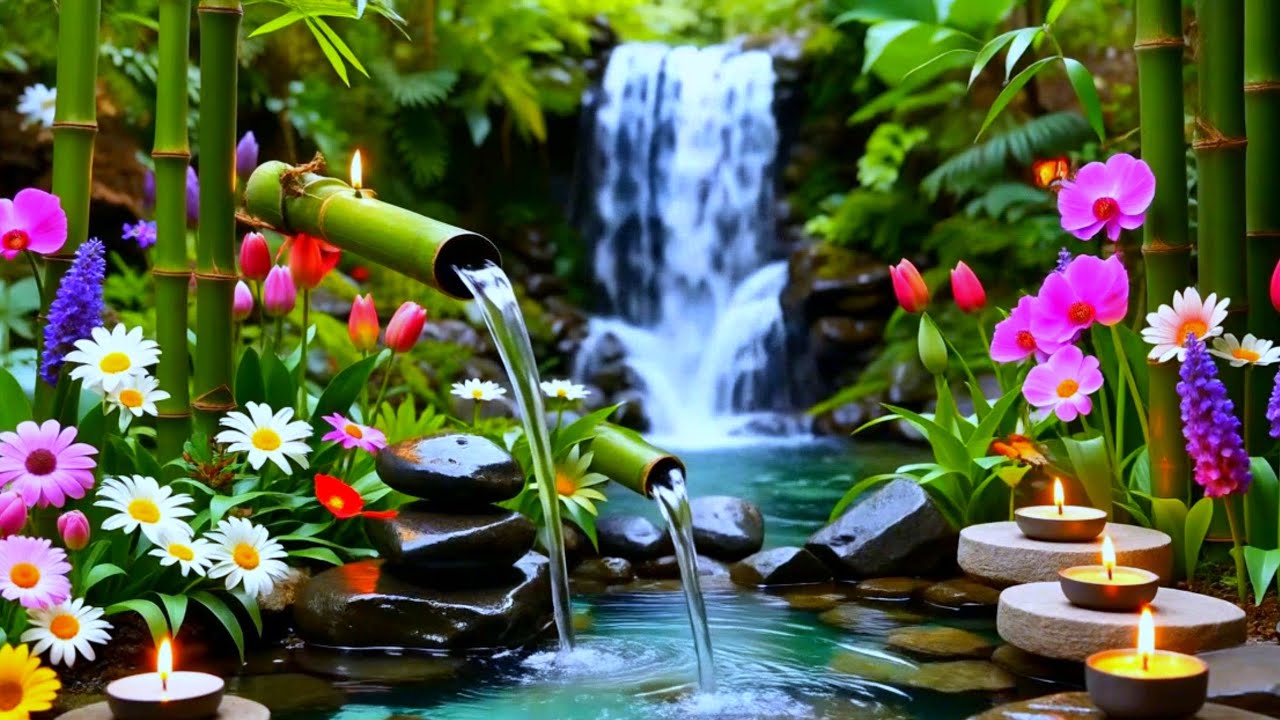 Healing Spa Piano Music 🌿 Relaxing Nature Sounds & Bamboo Water Fountain for Deep Sleep