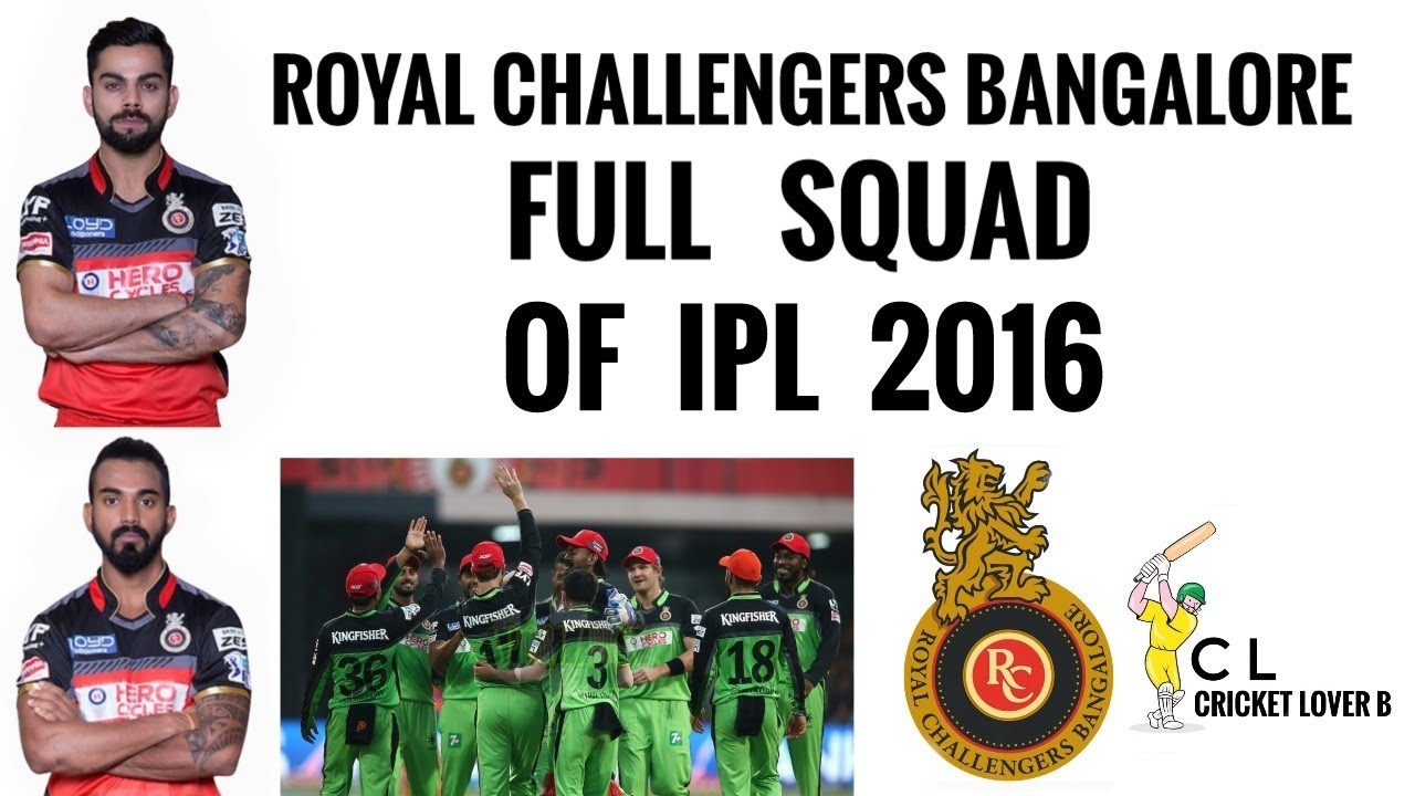 Royal Challengers Bangalore Full Squad Of IPL 2016 (Cricket lover B) | IPL 2016 Full Squads