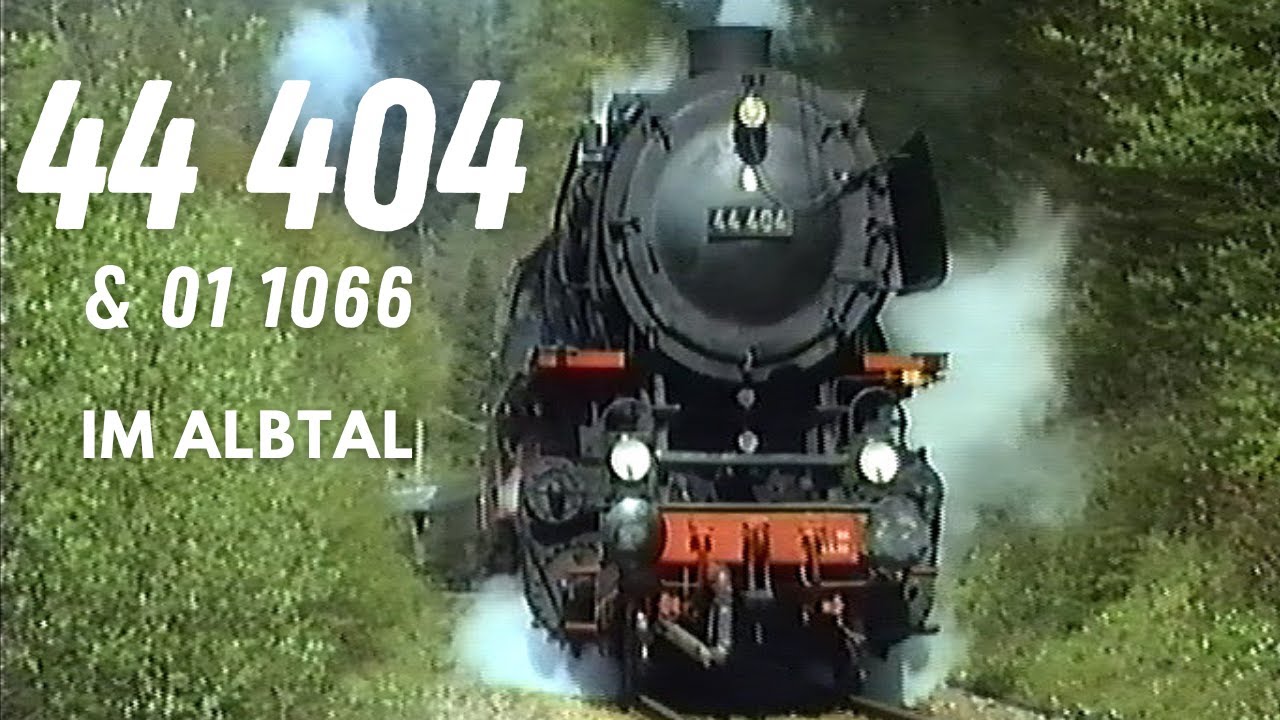 Dampfsonderzug mit 44 404 aus Darmstadt im Albtal, 20. April 1991