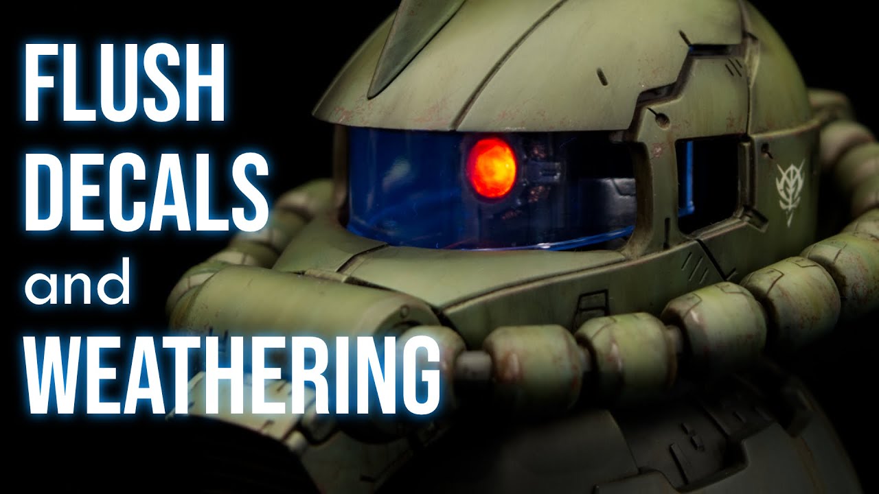 Perfect decal applications and multi technique weathering on a Zaku head.