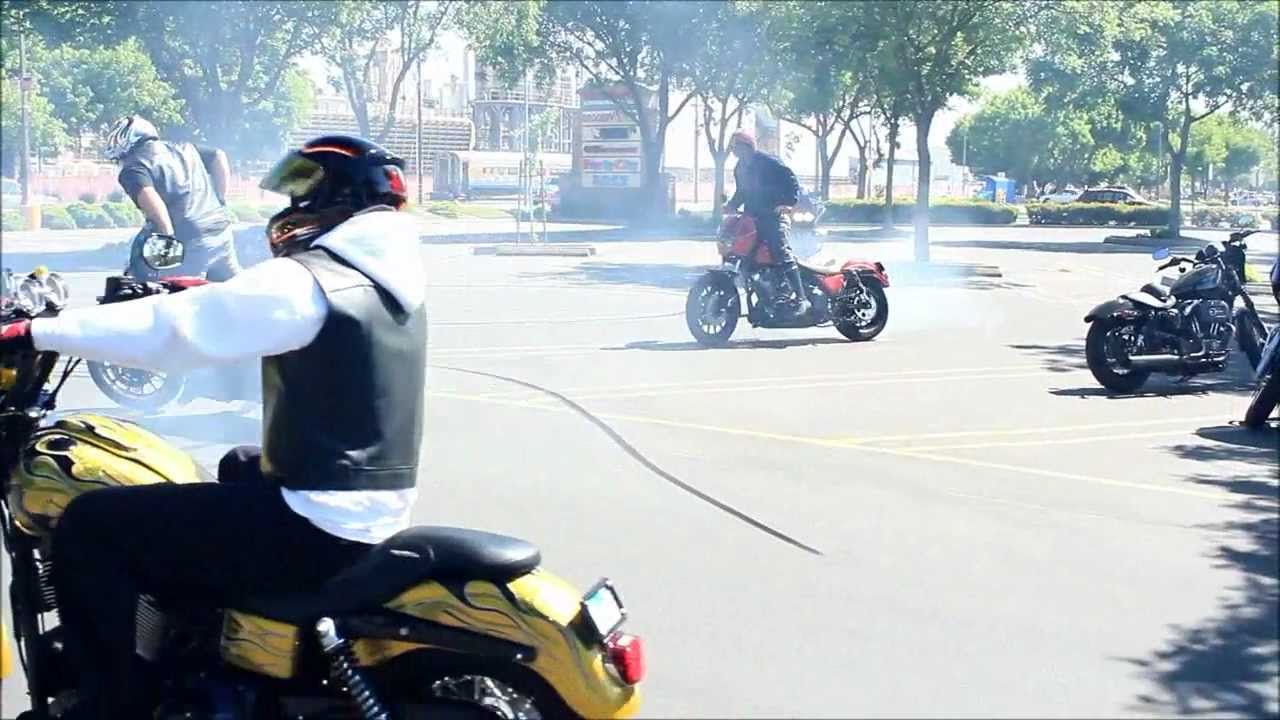 harley wheelies, burnouts, ( FXR, FXDX, BAGGERS )