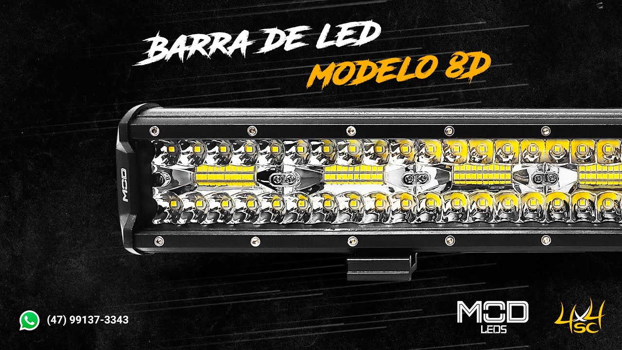 Barra de Led Lente 8D - Led CREE | Alta Pot&ecirc;ncia | V&aacute;lvula de Respiro - 4x4SC.com.br