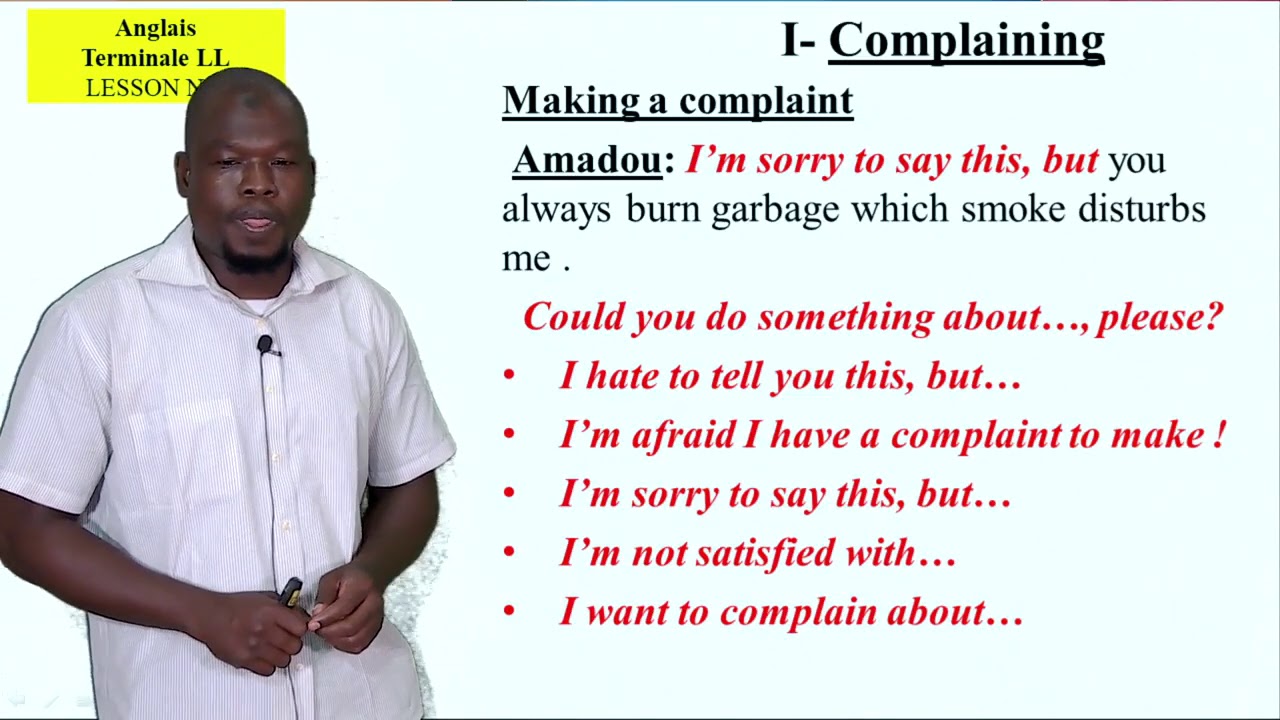 TLL Anglais leçon5 Complaining and responding to complaints