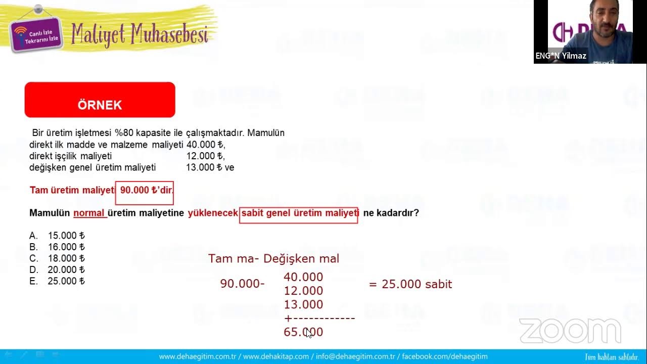 MALİYET MUHASEBESİ SORU ÇÖZÜMÜ