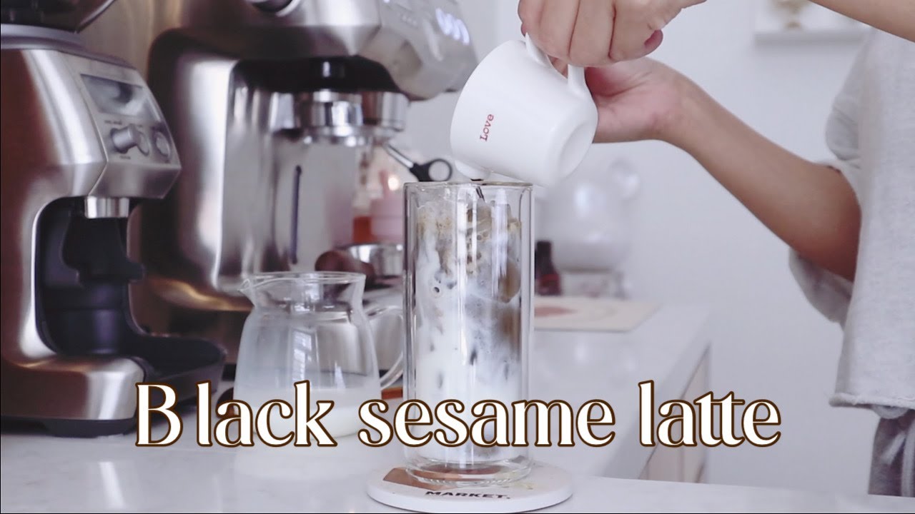 Black Sesame Latte⎮Home Cafe⎮Coffee Recipe⎮Aesthetic Coffee⎮黑芝麻拿铁