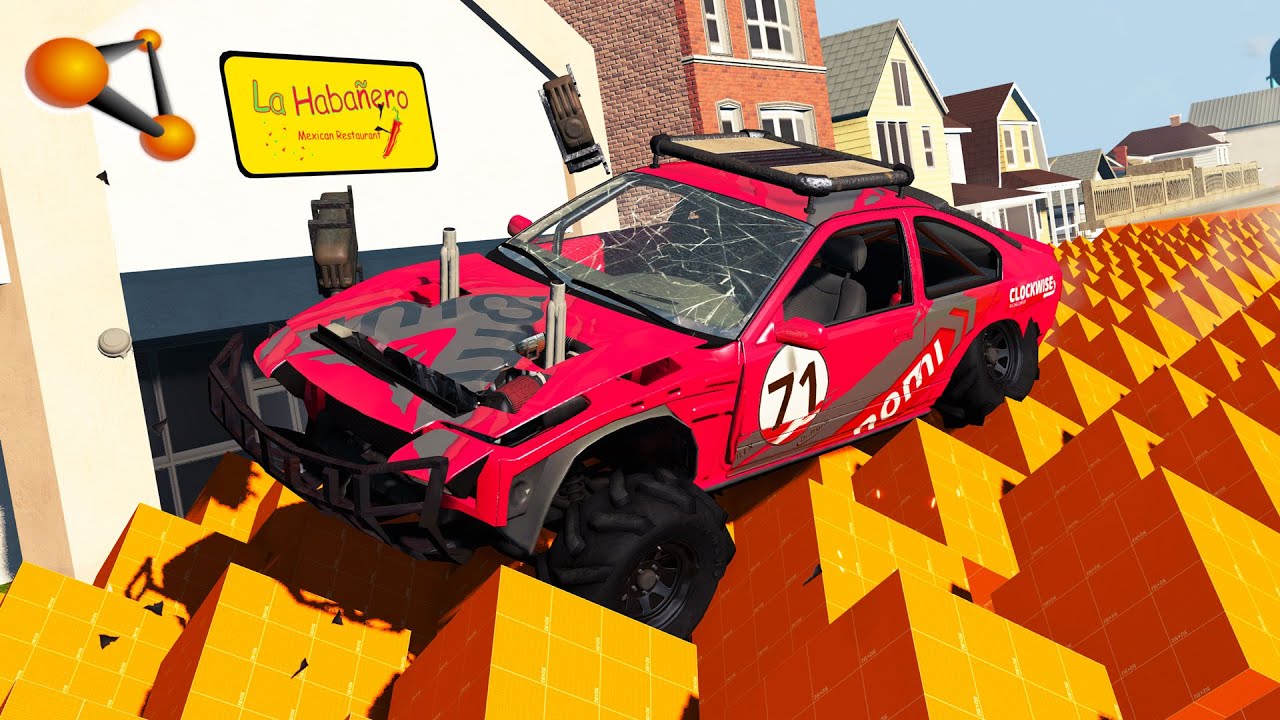 BeamNG.drive  - Destructive Descent With Obstacles For Vehicles